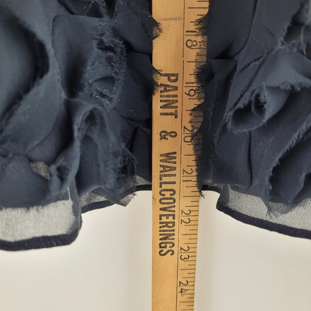 Talbots fancy black silk lined skirt chiffon 3D flowers at hem lady fancy 8P - Picture 3 of 8